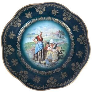 Antique Royal Vienna Cabinet Plate Handpainted Lakeside Scene 9.5" Gold Gilded